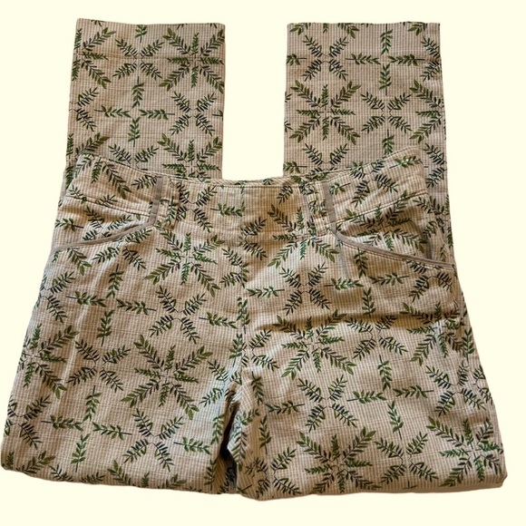 Anthropologie Cartonnier Charlie trouser pants size 4 fern print Tan Green - Picture 1 of 13